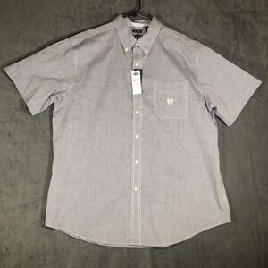 New Chaps Ralph Lauren Mens Size 2XB Shirt Blue Gingham Long Sleeve Button Down